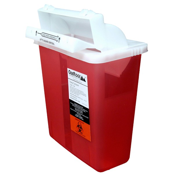 Oakridge 5 Quart - Sharps Disposal Container with Mailbox Style Lid