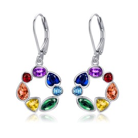 ‌URONE Chakra Ohrringe 925 Sterling Silber 7 Chakra Hänger Tropfen-Ohrringe Yoga Schmuck für Damen