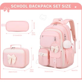 Joyliss 4PCS Girls Backpack for School, Kids Backpack for Girls with Lunch Box and Pencil Case, Girl Bookbag Schoolbag for Preschool Elementary Primary Middle School