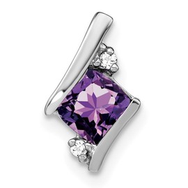 .925 Sterling Silver Antique Cushion Created Alexandrite and Diamond Charm Pendant