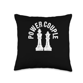 Chess Player Gifts Strategy Board Game Accessories Power Couple Chess Player Pieces King Queen Board Game Lover Throw Pillow, 16x16, Multicolor