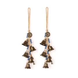 AIMALL 2 PCS Witch Wind Bell, Commemorative Door Bell with Love Magic Five-Pointed Star, Wall-Mounted, Wooden Beads, 14.49 Inches