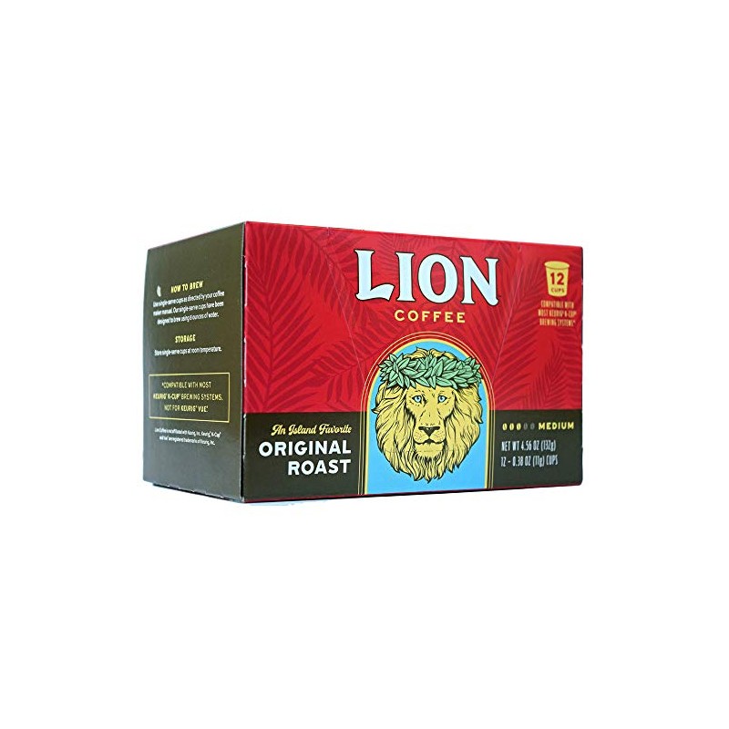 Lion Coffee Original Roast, Single-Serve Coffee Pods - 12 Count