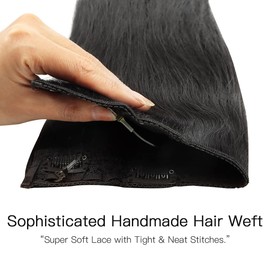 hotbanana Wire Hair Extensions, 18 inch 95g Natural Black Fish Line Hair Extensions Real Human Hair Straight Invisible Remy Hair Human Extension