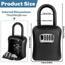 Aoyfuwell Key Safe with Shackle, Key Safe with Number Code, Outdoor Key Box with Code 4 Digits, Key Box, Waterproof Key Hiding Place for Outdoors, Home, Garage