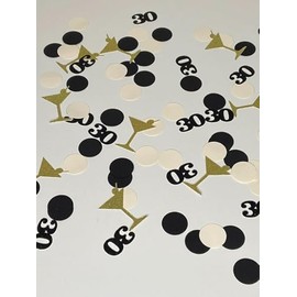 100PCS 30th Last Toast on the Coast Confetti - Number 30 Coastal Bachelorette Party Gold Glitter Cocktail Glass Paper Confetti for 30th Birthday