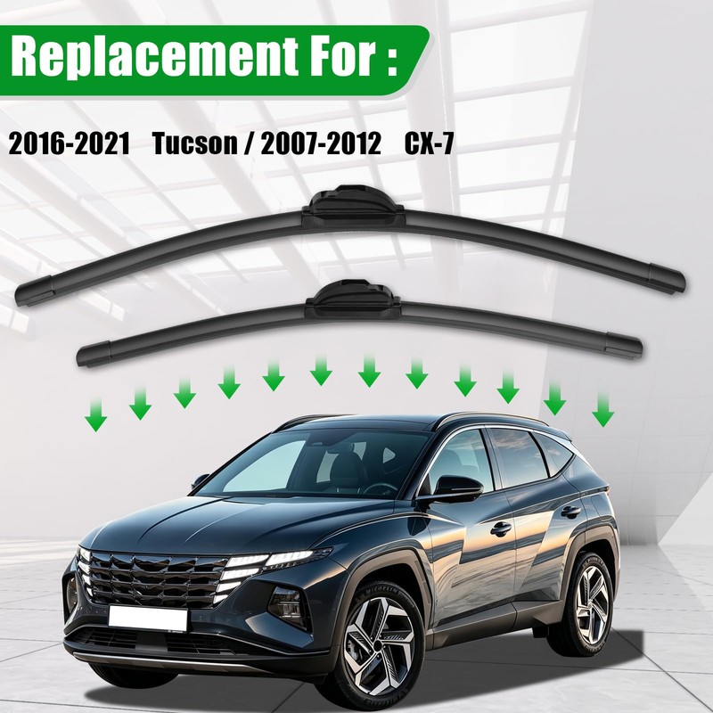 Windshield Wiper Blades compatible with 2016-2021 Hyundai Tucson/2007-2012 Mazda CX-7,