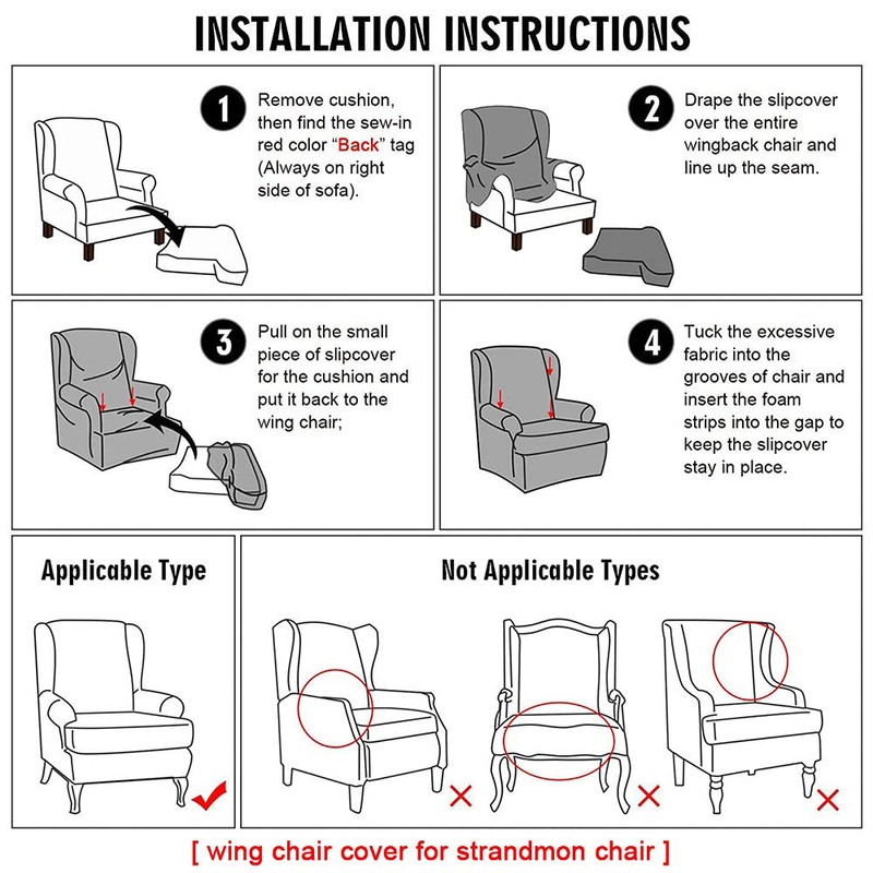 Highdi 2-Piece Wing Chair Cover, Armchair Throws, Wing Chair Protective