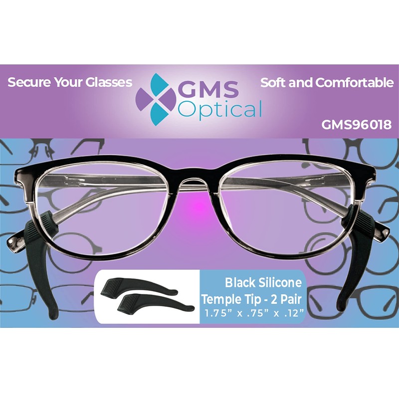GMS Optical Silicone Anti-Slip Temple Tips, Comfortable Ear Hooks for