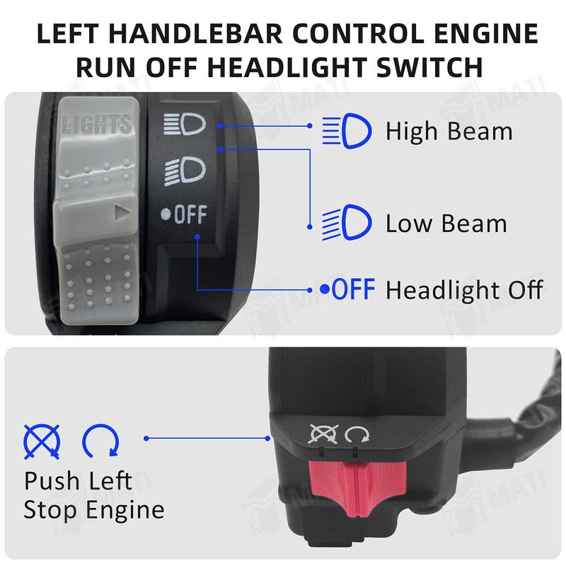 M MATI Left Handlebar Engine Headlight Control On Off Run