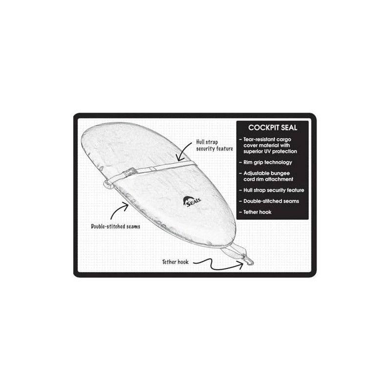 Seals Kayak Cockpit Cover with Hull Strap, Black, 1.3 I