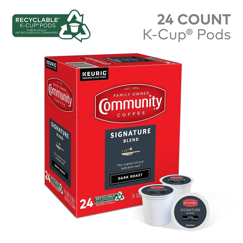 Community Coffee Signature Blend 24 Count Coffee Pods, Dark Roast,
