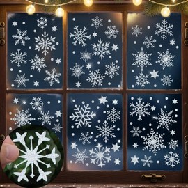 6 Blatt Weihnachten Fensterbilder Schneeflocken Doppelseitig Fensterdeko Wiederverwendbar Fenstersticker Selbstklebend Fenster Aufkleber Deko Winter für Glas Kinderzimmer Fensterfolie