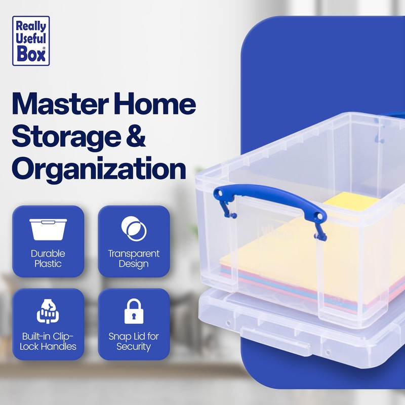 Really Useful Box 9 Liter Plastic Stackable Storage Container with
