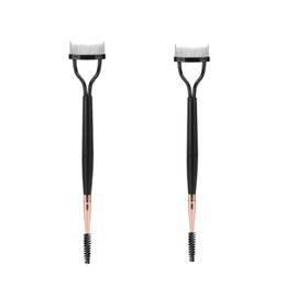 Mythya Peine de Pestañas 2 en 1, Separador de Pestañas Plegable, Rizador de Pestañas, Aplicador de Rímel, Cepillo para Pestañas y Cejas, Negro, 2 Piez