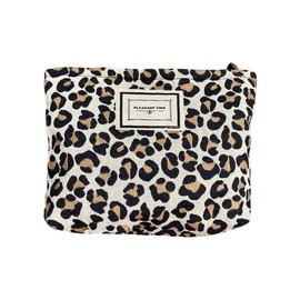 WeddHuis Pink Leopard Print Cosmetic Bag for Women, Large Capacity, Canvas Makeup Bags, Women's Handbags, Purses, Travel, Toiletry Bag, Accessories, Organiser