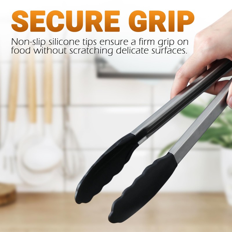 KITCOOMI Long Kitchen Grill Tongs - Heavy Duty Stainless Steel