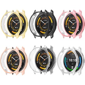 Compatible with Garmin Venu 3S 41mm /Garmin Venu 3 45mm Waterproof Protective Case Soft TPU Plated All Around Scratch-Proof Screen Protector Cover (41mm, 6pack)