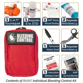North American Rescue Public Access Individual Bleeding Control Kit (Basic) NAR Compact Blood Control Bag with C-A-T Tourniquet, ETD, Gauze, Survival Blanket (80-0452)