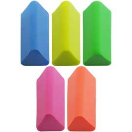 ZOFAX Rosswell Novelty Coloured Pencil Mini Erasers, Pack of 100, Multi Pack, Triangular Rubber Erasers, School Home Office Classroom Teacher Supplies