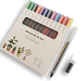 Minimalist Japanese Style Colorful Gel Pens 0.38mm Ultra Fine Point,Cute 12 Colors For Drawing, Coloring,Journaling, Note-Taking (WINYOOD-230)