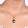 Gempires Green Jade Pear Shaped Teardrop Crystal Necklace, Bezel Pendant