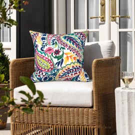 LVTXIII Outdoor Throw Pillows, Decorative Throw Pillows with Inserts, 16"x16" Square Pillows for Bed, Couch, Sofa and Patio Furniture, Set of 2, Vigour Paisley