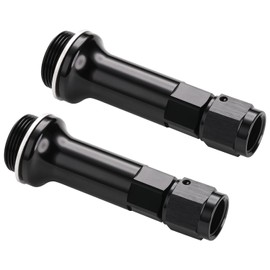 Podavelle 6AN Female Flare to 7/8-20 Carb Carburetor Inlet Fitting Adapter 3 Inch Extended Length Aluminum Black, Pack of 2