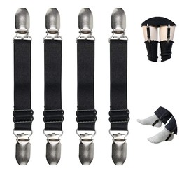 WILLWIN Elastic Thigh High Garter Suspenders Jeans Pant Boot Leg Clamps Straps Clips Holder Ryder Stirrups Fully Adjustable Pants Clip Holders Motorcycle Shoes Boots Pants Clip 4 pcs