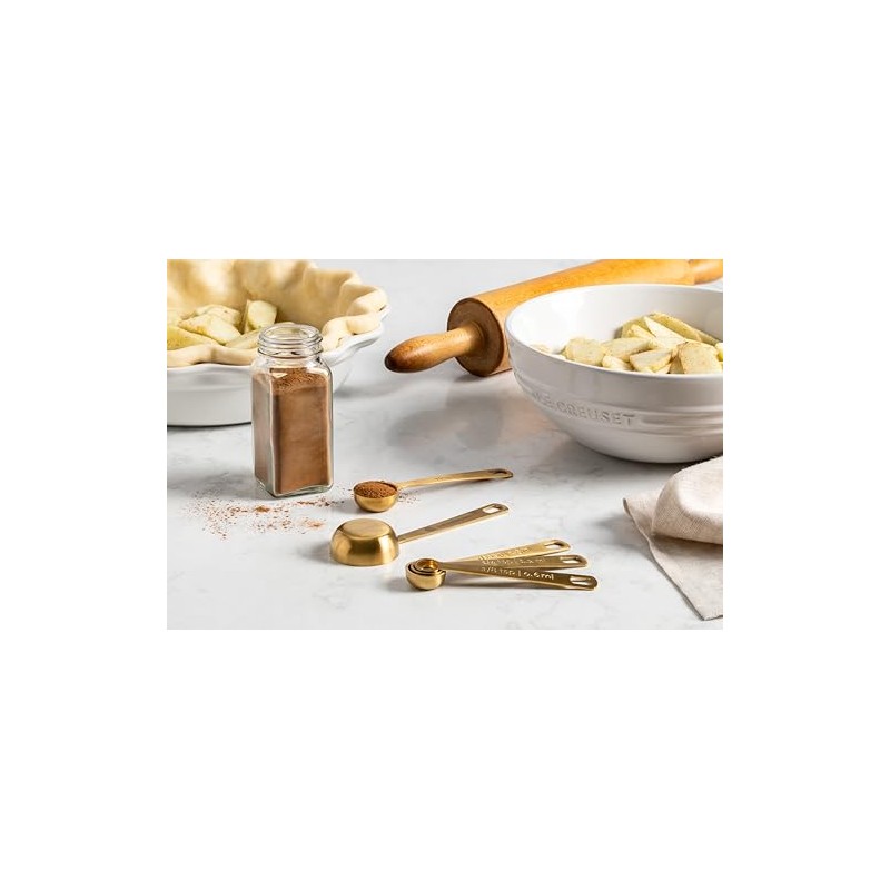Le Creuset Measuring Spoons, Gold, Set of 5 (1/8,1/4,1/2,1Tsp,1Tb)