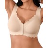 SHARICCA Women's Front Closure Bra - Without Underwire, V Neck,