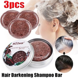 MS.Dear 3PCS Organic Soap Hair Darkening Shampoo Bar Gray Hair Reverse Polygonum Natural