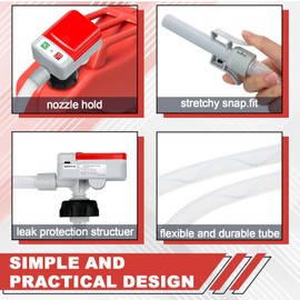 Automatic Portable Fuel Transfer Pump with 4 Tank Adapter, Extra Long Hose 3.2 Gallon per minute, Gas Pump for Gas Can for Oil, Diesel, Gasoline