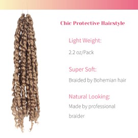 BOHOBABE Pre-twisted Passion Twist Crochet Hair 8 Inch Short Pre-looped Crochet Passion Twist Braiding Hair 8 Packs (27#)