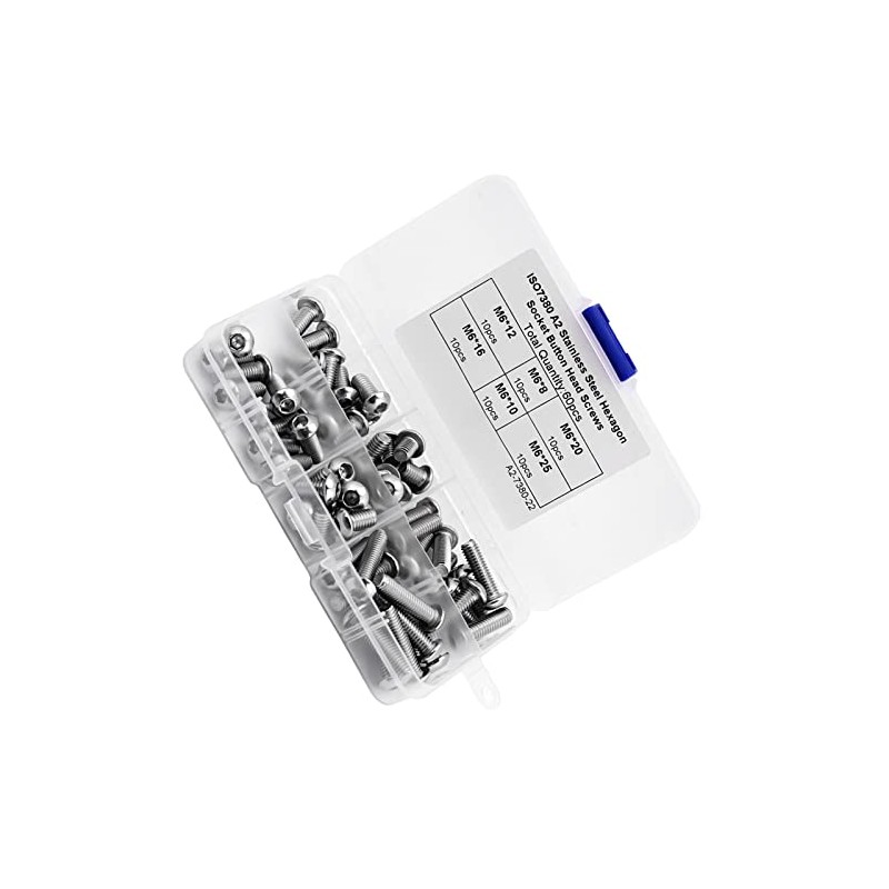 Cabeza Zócalo Tapa Tornillos,60pcs M6 Botón de acero inoxidable Botón