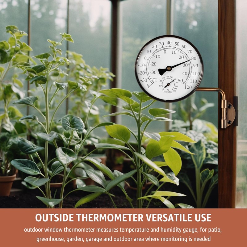 Foxyoo 4-Inch Outdoor Thermometer and Humidity Gauge, Window Thermometer for