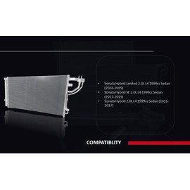 CONCEPT AUTOMOTIVE LIGHTS Replacement For Hyundai Sonata Hybrid 2016 2017 2018 2019 2.0L L4 Engine A/C Condenser with Receiver & Dryer Partslink: HY3030171 / OEM: 97606-E6001