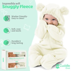 Fleece Baby Bunting Bodysuit – Infant One Piece Kids Hooded Romper Outerwear Toddler Jacket