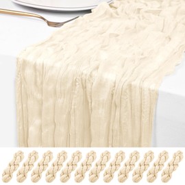 12 Pack Ivory Cheesecloth Table Runner 120 inch Fall Thanksgiving Boho Cream Rustic Gauze Farmhouse 10FT Cheese Cloth Runner for Baby Shower Wedding Party Holiday Home Decor
