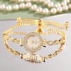 Women Analog Quartz Watch with Diamonds Bracelet Dress Watch for