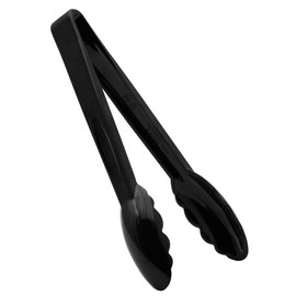 9" Black Plastic Utility Tong, Pack of 6