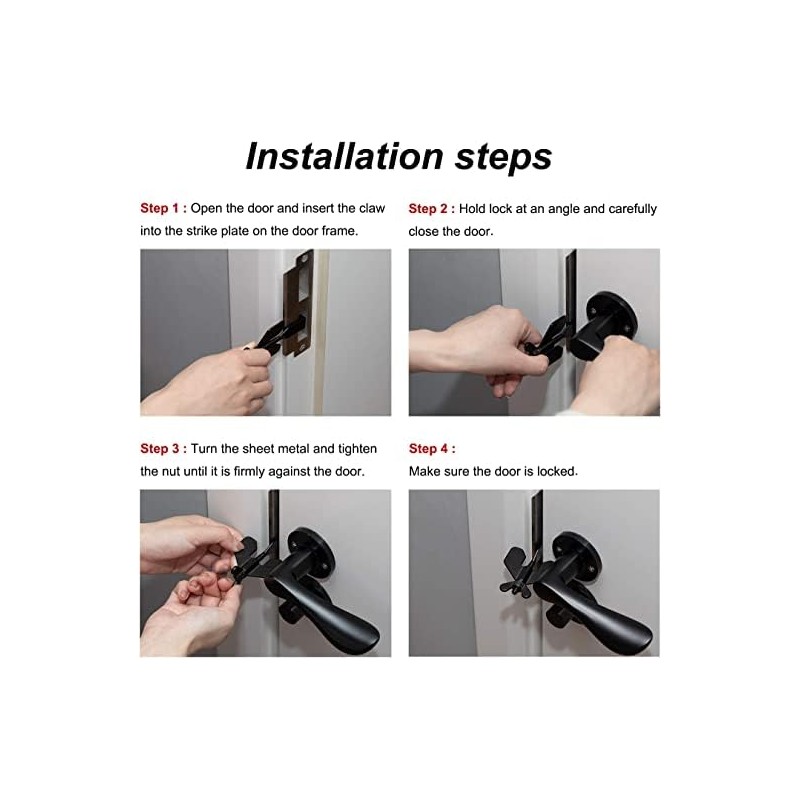 LALOCAPEYO Portable Door Lock 3 in 1 Travel Lockdown Home