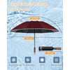 Lantusire Automatic Inverted Rain Umbrella with Reflective Strip, Wooden Handle