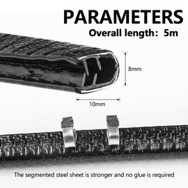 5 m U-Shape Car Door Edge Protection, Soft Rubber Edge Protection Profile for Edges Between Door and Body, Universal Car Door Edge Protection, Car Accessories for Car Door, Bonnet, Boot (5 m)
