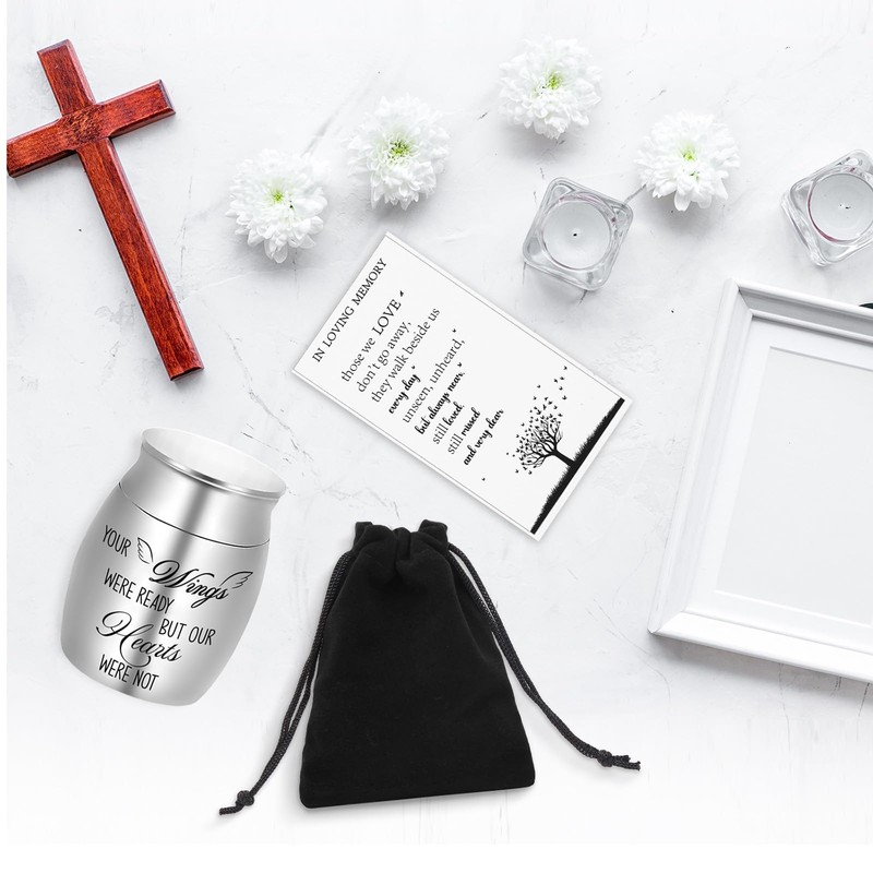 6 Set Small Angel Wings Urns for Ashes - Stainless