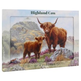 The Leonardo Collection Highland Cow Placemats Set of 4 Macneil Studios Table Mats For Home & Kitchen | Easy Clean & Washable Place Mats For Table | Stylish Decorations & Daily Use