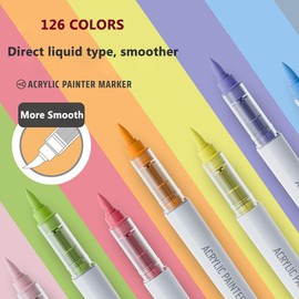 Yolaka Water Based Acrylic Paint Markers, 9 Colors Acrylic Paint Pens Set with Soft Brush Tip, Marker Pen for Rock Painting, Egg, Wood, Glass, Paper, Acrylic Painter Ink (Colorful Black Series)