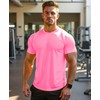 RGJU Mens Running Shirt Quick Dry(Pink,L)