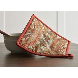 Maison d' Hermine Kashmir Paisley 100% Cotton Set of Oven Mitt (7.5 Inch by 13 Inch) and Pot Holder (8 Inch by 8 Inch) for BBQ | Cooking | Baking | Grilling | Microwave | Thanksgiving/Christmas