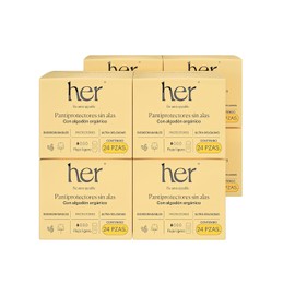 Her Kit Pantiprotectores de Algodón Orgánico Flujo Ligero Paquete de 8 Cajitas (192 piezas) Protección Cómoda y Transpirable